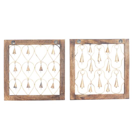16" Brown Mango Wood Farmhouse Wall Decor, 2ct.
